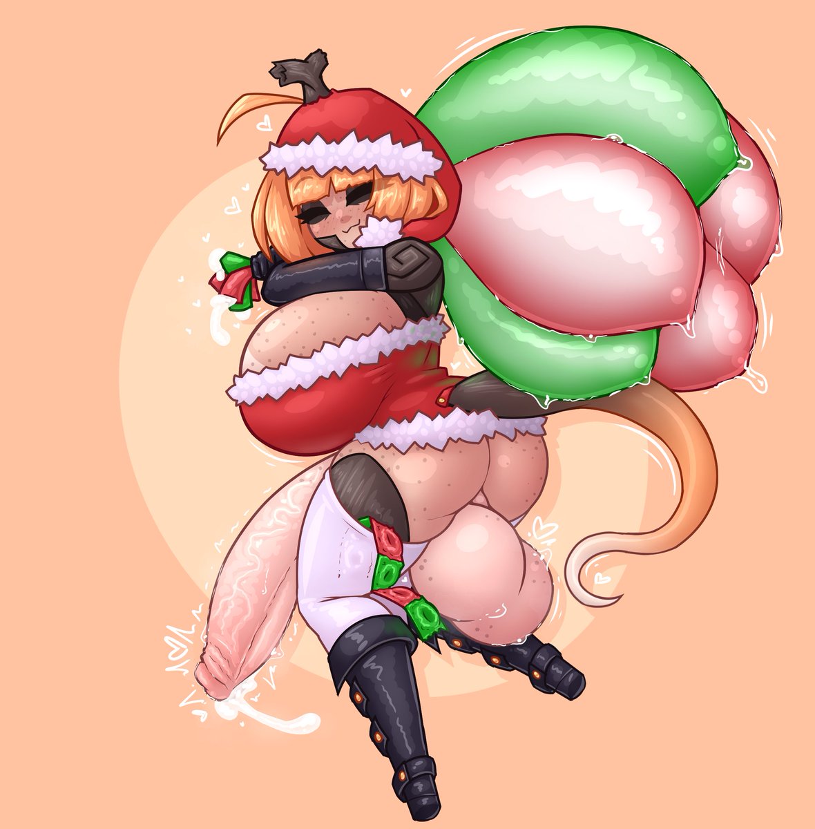 LimeBreaker's tweet photo. Finished YCH. Santa's ready to come down your chimney! https://t.co/au3Pi1cEGf