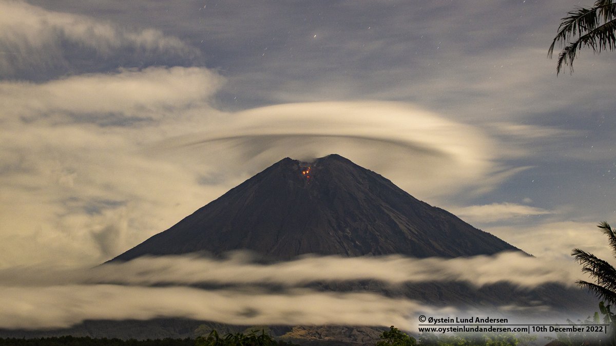 Semeru volcano &amp; Lenticular Cloud - last night.