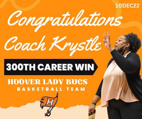 Hoover Lady Bucs (@hooverladybucs) on Twitter photo Congratulations to Head Coach Krystle Johnson for notching her 300th career win tonight! <a href="/Johnson_HHS/">Ms Johnson</a> π§‘π€ Congratulations to Head Coach Krystle Johnson for notching her 300th career win tonight! <a href="/Johnson_HHS/">Ms Johnson</a> π§‘π€