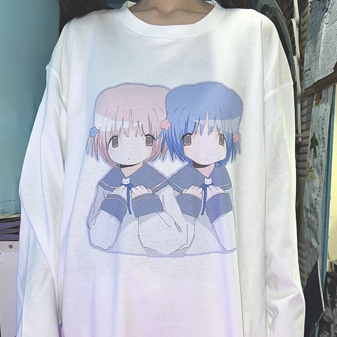 「ほんわかさんの福袋ロンT、布地に印刷された質感が我ながらめちゃくちゃかわいいと思」|霊園のイラスト