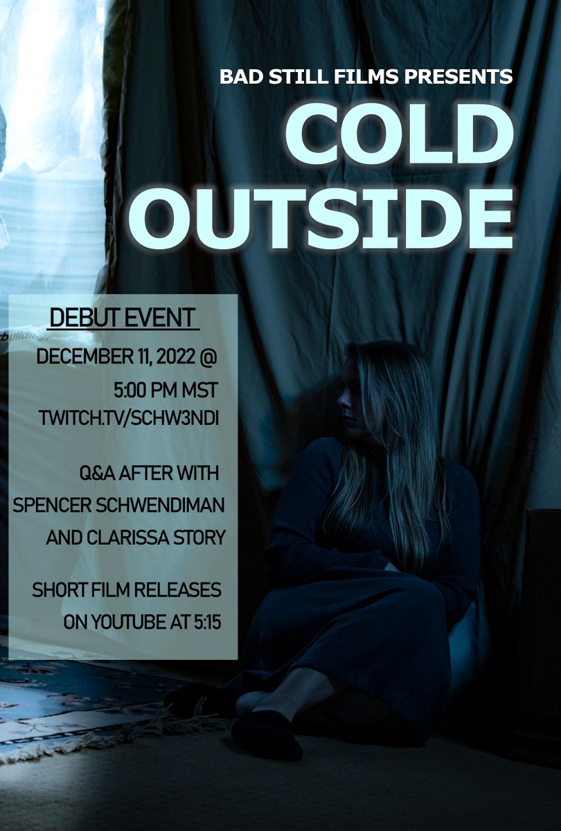 Schw3ndi's tweet photo. Cold outside coming out tomorrow evening! Join us over on twitch for a live stream followed by a Q&amp;A (https://t.co/4Yo6VTtKYR)
If you'd rather not then the short will be dropping on YouTube at 5:15 (https://t.co/vKbXG5ECGO) Hope to see you all there! https://t.co/3WGtQuuCIR