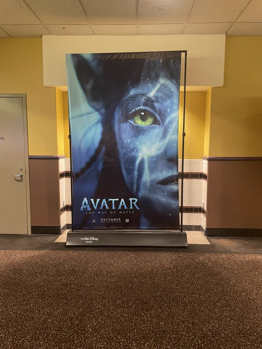 A standing poster for Avatar: The Way of Water.