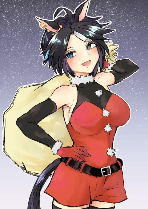 「どうしてみんなの欲しいものが分かるのかって? ……ふふ どうしてだろうね、ポニーちゃん」#ウマ娘#フジキセキ の サンタクロース! 