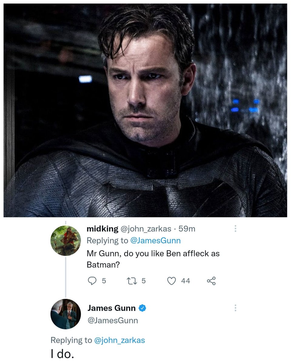 James Gunn confirms he likes Ben Affleck's Batman. 🦇