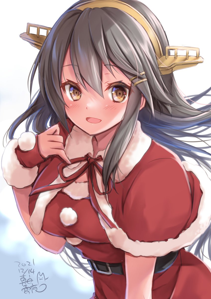 榛名(艦これ) 「クリスマス榛名ちゃ 」|真白雪夜@冬場は引きこもりのイラスト