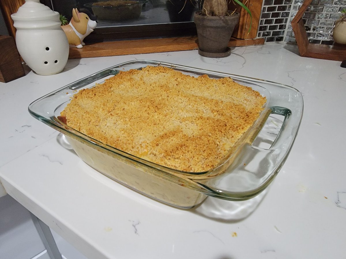 Made baked mac and cheese tonight with a from scratch cheese sauce