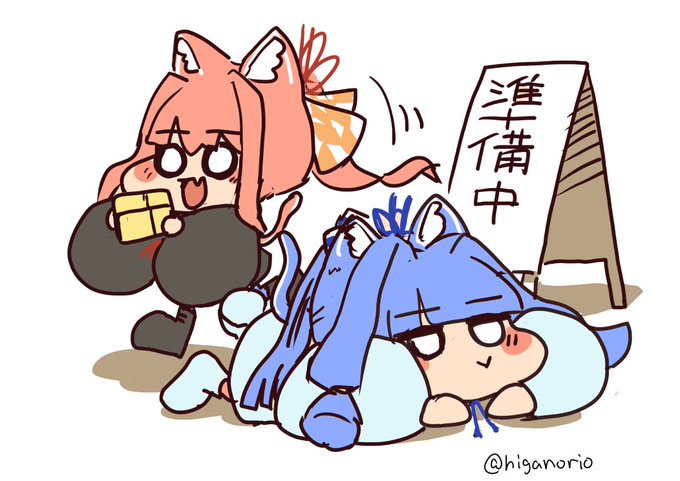 準備中のねこ姉妹ちゃんの絵です 
