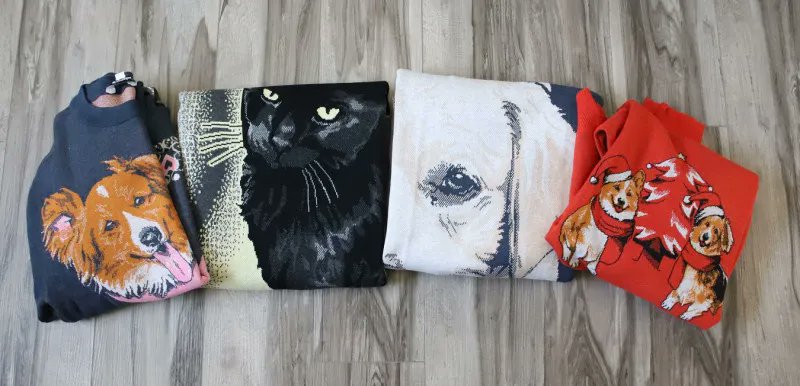 EmilyReviewsCom's tweet photo. Knitwise will take a photo of your pet and turn it into a customized sweater or blanket! These make awesome gifts for pet lovers. #giftsforher #ad #petlovergifts #catlovergifts https://t.co/pPeFOqE5b9 https://t.co/JHt3lAAGos