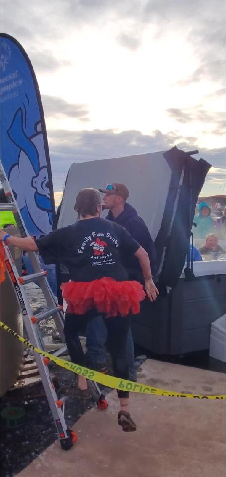 BillingsScuba's tweet photo. Dr. Kristi Rodriguez representing Family Fun Scuba &amp; Snorkel (our sister shop) at the polar plunge fundraiser. Thanks Kristi and family!!! #polarplunge #polarplunge2022 #billingsmontana #billingsmontana #missoulascuba #familyfunscuba #scubamontana https://t.co/S2O73s7GO6