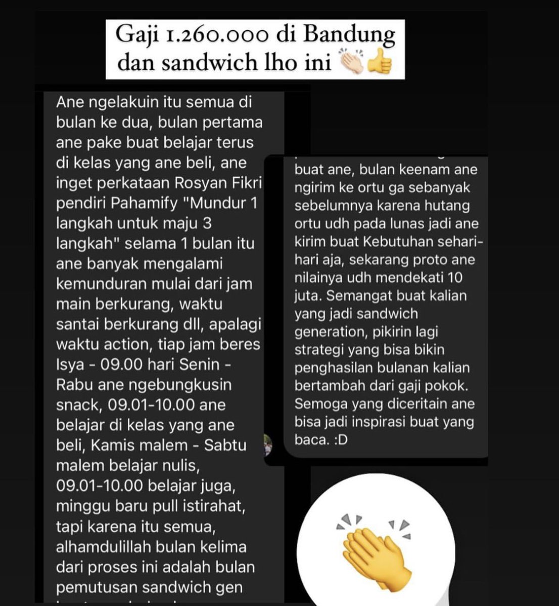 JennyJusuf's tweet photo. Sandwich gen, gaji bulanan sejutaan, bisa bantu lunasin hutang orang tua dan punya tabungan 👏🏼👏🏼👏🏼 https://t.co/kEnsXcGkxH