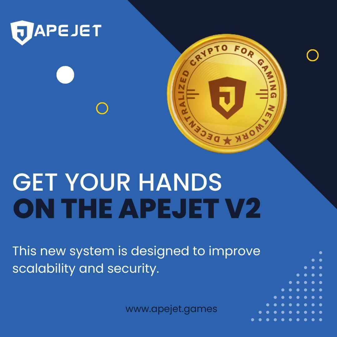 Apejetgames's tweet photo. Apejet v2 is designed to improve scalability and security- Get your hands on the Apejet v2.
.
.
#invest #blockchaintechnology #cryptoworld  #finance #apejet #apejetv2 https://t.co/CSDoGuaRuf