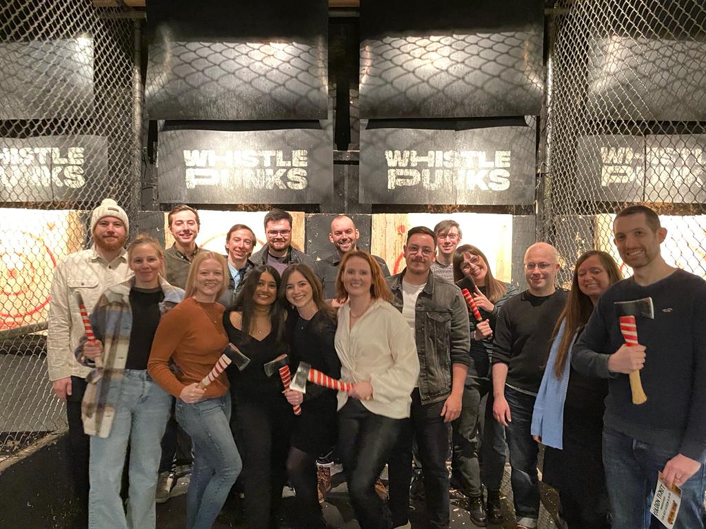 SamPIngram's tweet image. A great afternoon yesterday axe throwing with the proton physics team. On reflection we somehow picked an activity solely focused on the accurate and consistent bombardment of lethal force to a target. The perfect activity synonym for treatment planning.