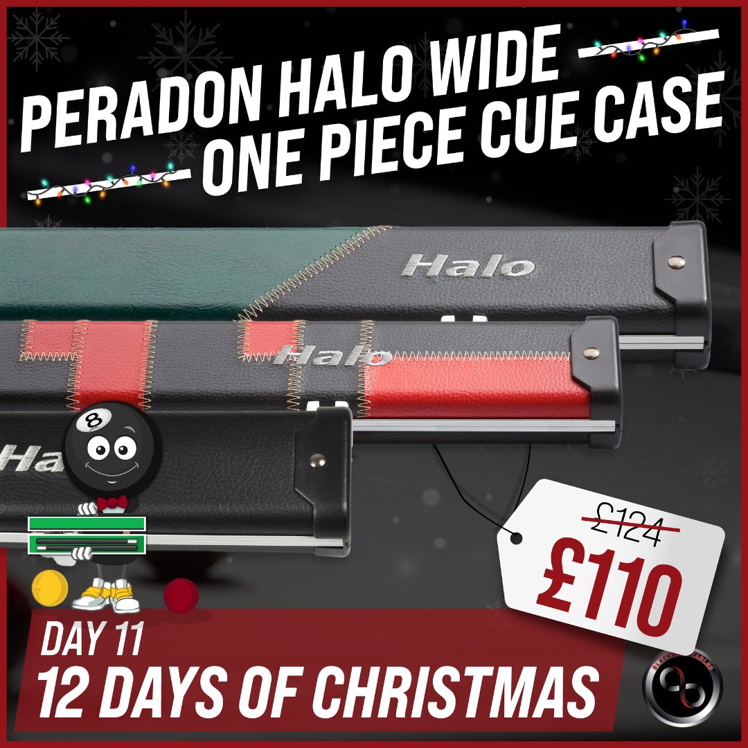 On the penultimate day of our #12DaysOfChristmas event, we are offering you the Peradon Halo Wide One Piece Cue Case.😍😍

• Black👉 bit.ly/3PcExlx
• green and black stripe👉 bit.ly/3VFDsp5
• red and black patchwork👉 bit.ly/3FBm4Mk

#12daysofxmas