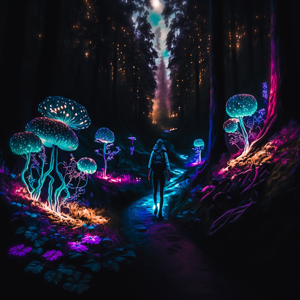 "Let's go on an adventure to a place we know dosent exist" 
.
.
.
#aiart #art #nft #NFTCommunity #artist #midjourneyV4 #peace #mushrooms #trippy #trippyart