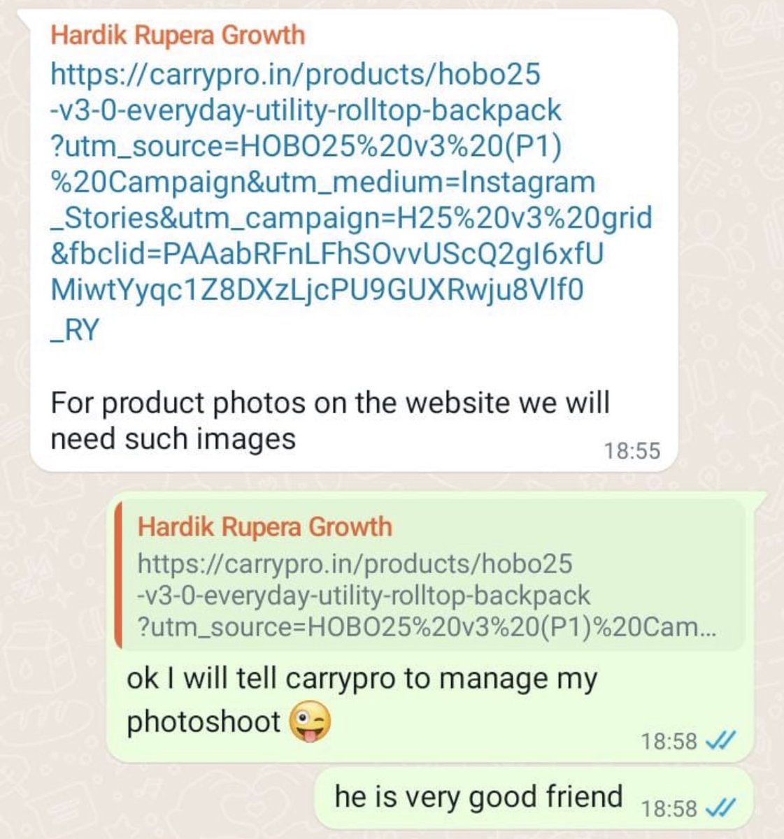 ankit_ag10's tweet photo. A friend was interviewing someone and asked him catalog references for his new brand launch. 

The designer sent him our @carrypro_tw website link. Wohooo! 

Such small moments to live for 🫡 #d2c #carrypro #Entrepreneurship https://t.co/IQwLqha327