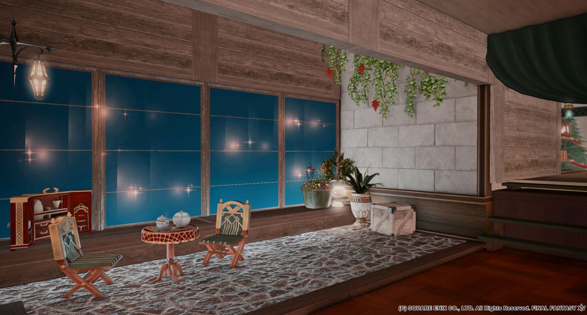 FCハウスをあったか冬仕様にしました！ロフト部分可愛くできてお気に入りです。年内はツリー置いときます。窓の雪は泣きながら一粒一粒丁寧に置きました。ぜひ遊びに来てください～！
Mana - Anima ｜ ゴブレットビュート13-30[L]
#FF14ハウジング #FF14housing #HousingEden