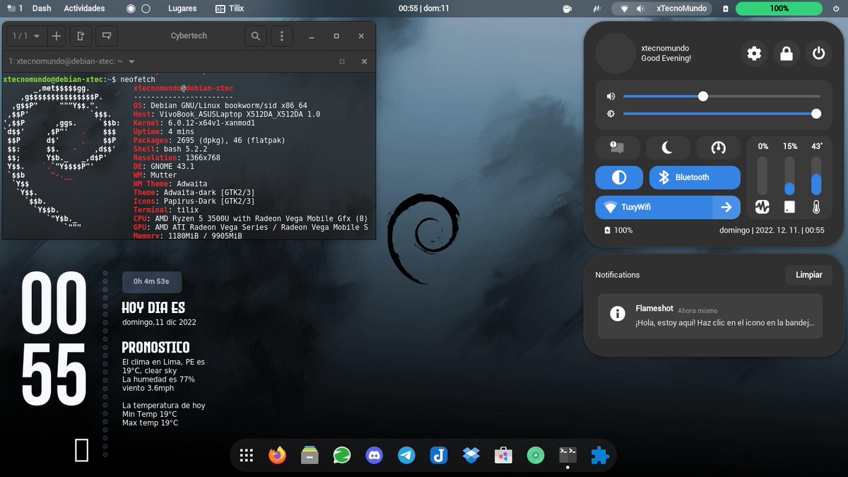 4Sentinell's tweet image. Listo, así quedo después de darle algún rato de cariño a mi #DebianTesting.