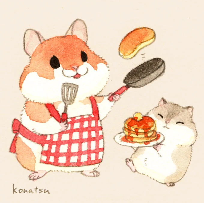 ハムスターさんの作る大きなホットケーキ 