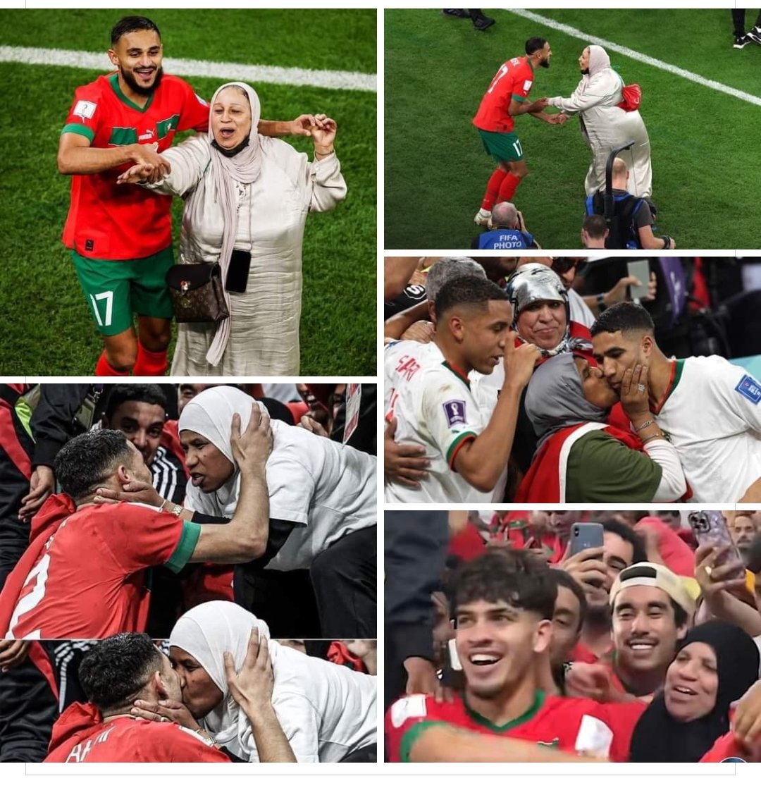 TTajuree's tweet photo. What I love most about this Moroccan team is the love they have shown their mothers on the field. They are normalizing this joy and beauty of showing affection and care to their moms. It’s beautiful and so refreshing to see on the international stage.  #motherlove 🇲🇦 https://t.co/qcn6mb95jt