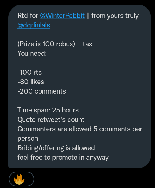 GUYSSS HELP, help is appreciated. 

I need:
100 rts
80 likes
200 comments (they change it to 10 comments per person)