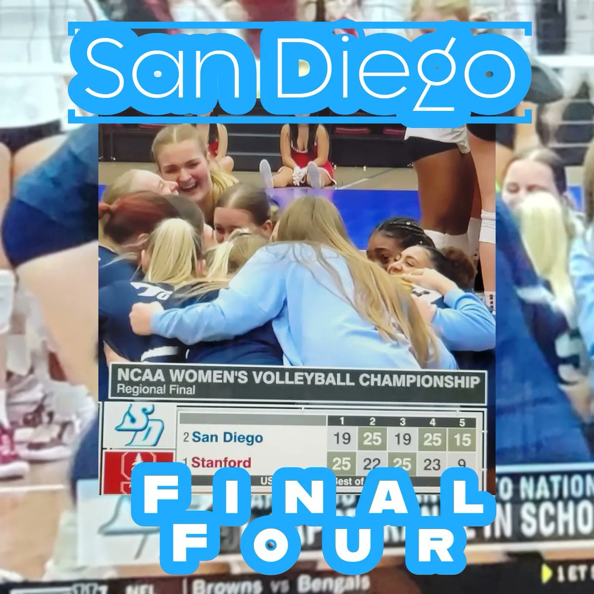 Two women in the FINAL FOUR...TITLE IX here we go..congratulations <a href="/LouisvilleVB/">Louisville Volleyball</a> Volleyball and <a href="/USDvolleyball/">San Diego Volleyball</a>