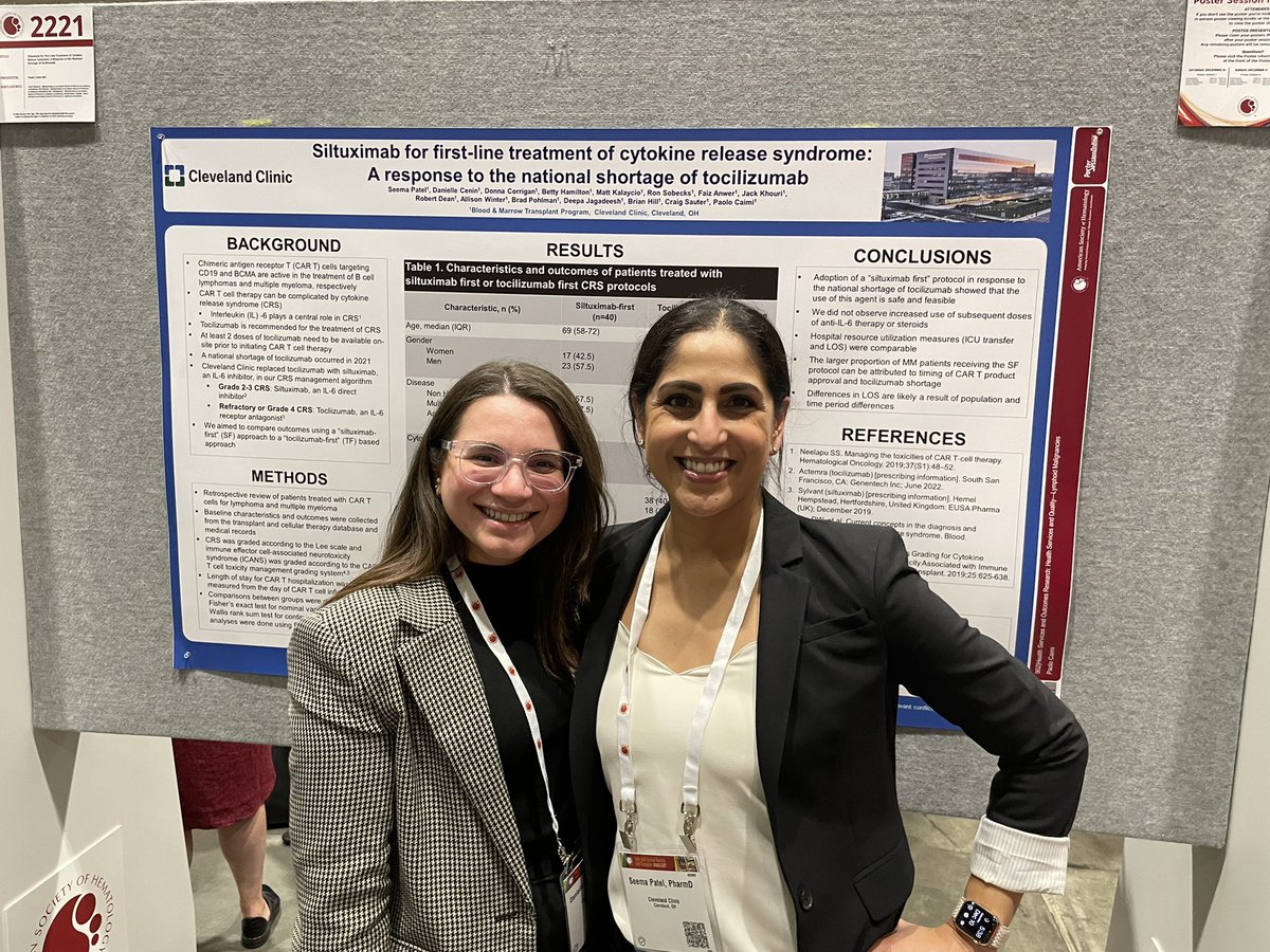 Paolo F. Caimi (@paolocaimimd) on Twitter photo Toci shortage? Out Star PharmDs Seema Patel and Denielle Cenin have a plan for that. Siltuximab works just as well for CRS. #ASH22 #CleClinCancer <a href="/CleClinicMD/">Cleveland Clinic MD</a> Toci shortage? Out Star PharmDs Seema Patel and Denielle Cenin have a plan for that. Siltuximab works just as well for CRS. #ASH22 #CleClinCancer <a href="/CleClinicMD/">Cleveland Clinic MD</a>
