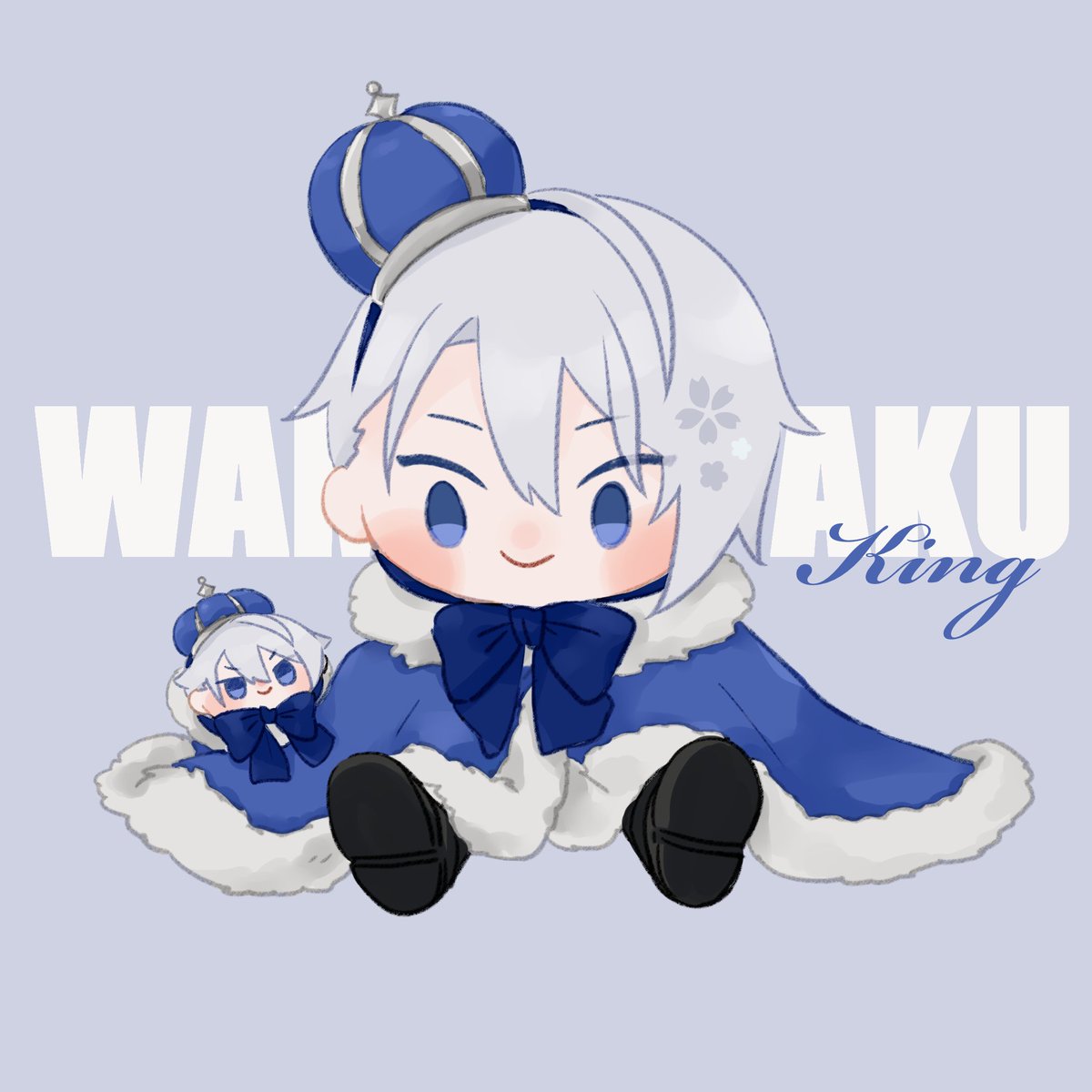crown blue eyes smile 1boy character name character doll sitting  illustration images