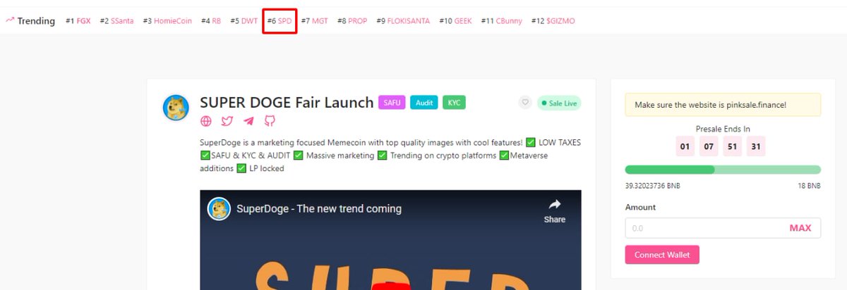 🎉 $SPD has reached 2x from soft cap and we are always in the top 10 trending at pinksale

✅ This is proof of the safety and credibility of the $SPD team. Come to $SPD and become a smart investor

💎 Presale: pinksale.finance/launchpad/0x2b…