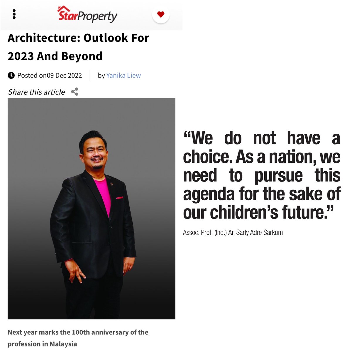 pam_architect's tweet image. “We do not have a choice. As a nation, we need to pursue this agenda for the sake of our children’s future.” Assoc. Prof. (Ind.) Ar. Sarly Adre Sarkum

starproperty.my/news/architect…