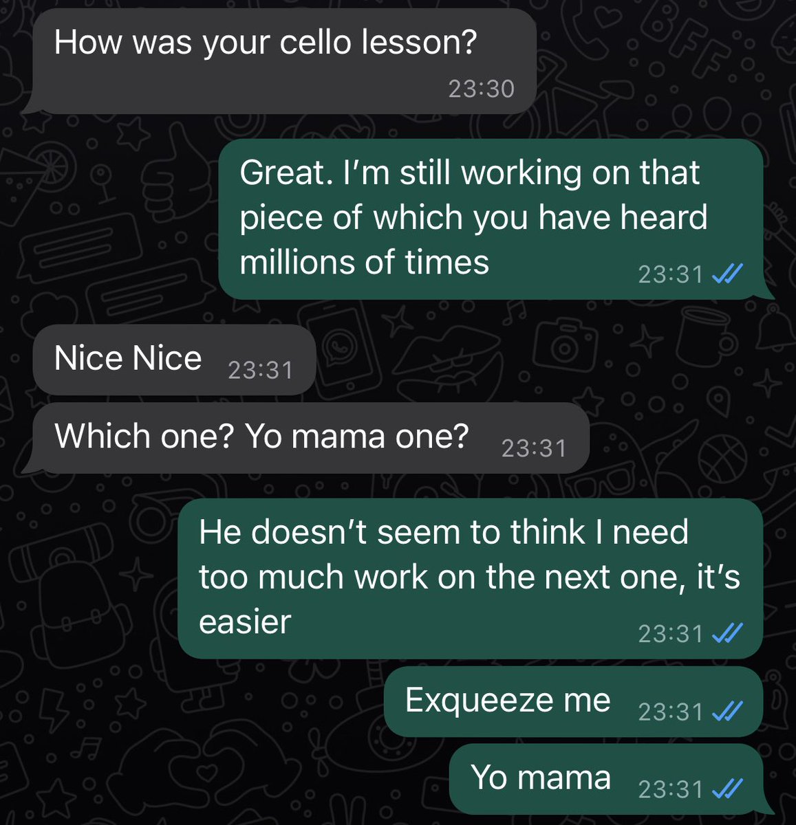opt7s's tweet photo. When your boyfriend doesn’t know much about cellists. 😑 https://t.co/wX37cB0oTG