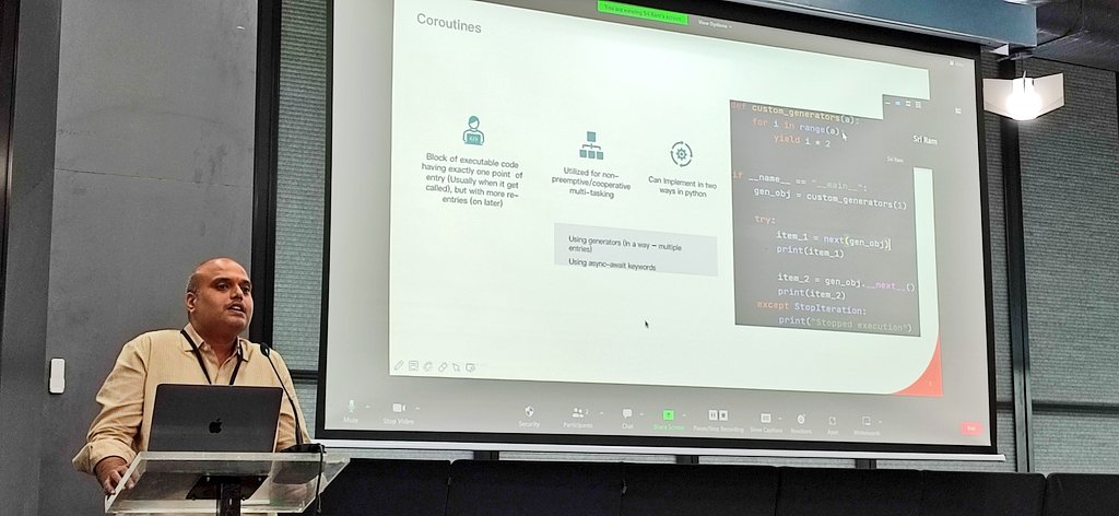 digitalimtiaz's tweet photo. Concurrent Programming in Python
By Sri Ram From @Innominds
#PyConfHyd22 #PyConfHyd2022 @pyconfhyd @pyconindia @THubHyd #Python #Conference #Hyderabad https://t.co/OybHtmRBHi