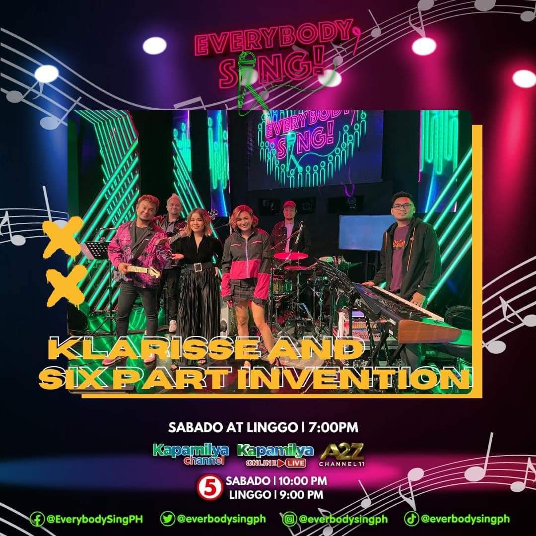 SixPartOfficial's tweet photo. Makaka-duet natin sa kantahan sina Klarisse at Six Part Invention! #EverybodySingIsda
πΊ WHERE TO WATCH #EverybodySingPH
π€ Kapamilya Channel, A2Z, KOL | 7PM SAT & SUN
π₯NEW TIMESLOT!!π₯
π€TV 5 | 10PM SAT & 9PM SUN https://t.co/Irl3U7q72x