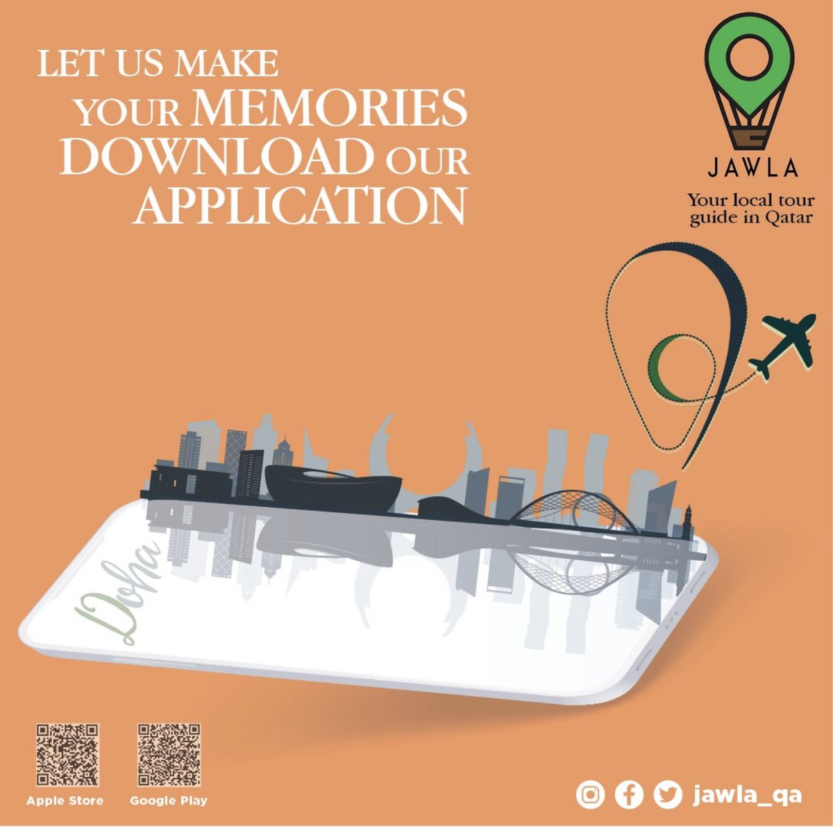 jawla_qa's tweet photo. Did you download our application? ٢٠٢٢ 
#مونديال_قطر_2022 #مونديال_العرب #qatar #qatar2022 #fifaworldcup2022 #fifaworldcup #fifa #tour #touris #tourism https://t.co/oX8xj5uJZo