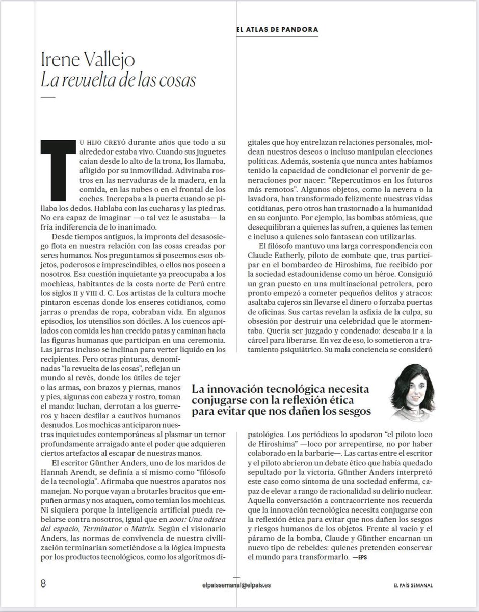 parra1959's tweet photo. “La innovación tecnológica necesita conjugarse con la reflexión ética para evitar que nos dañen los sesgos” @irenevalmore a @elpaissemanal
En la misma línea que @AureaRodriguezL en su libro #AntesMuertaQueAnalógica. Y que @antonigarrell en sus escritos sobre #humanismodigital. https://t.co/R7hn3c4jS9