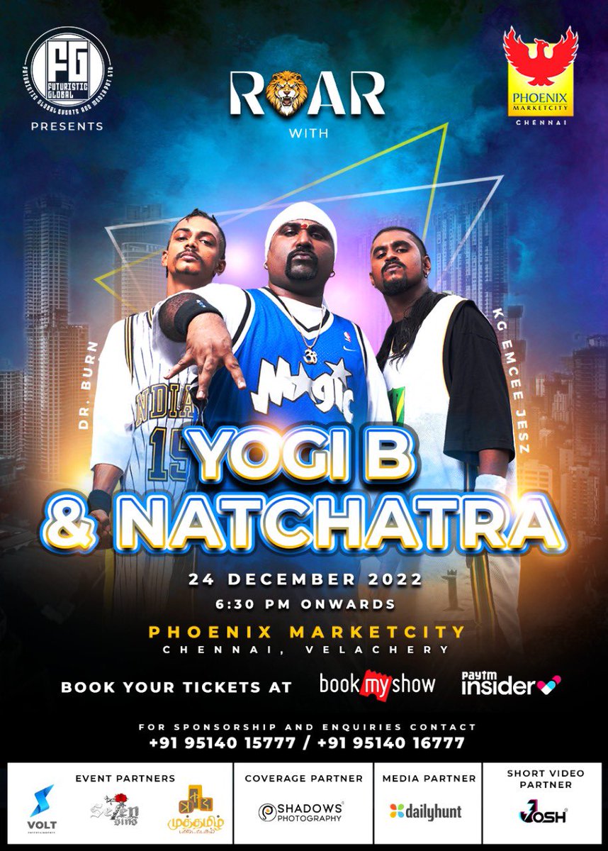 Actor_Jai's tweet photo. Damn It’s Gonna Blow! YogiB and Natchatra Live in Chennai! Performing  live after 15 years in @phoenixmarketcitychennai on Dec 24, 2022. Join host @makapa for a eve of Tamizh Hip Hop glory and nostalgia. 

Book your tickets now! 

@iamyogib @drburnmy @emceejesz @fgeventsoffl https://t.co/CnkBbmnUQN