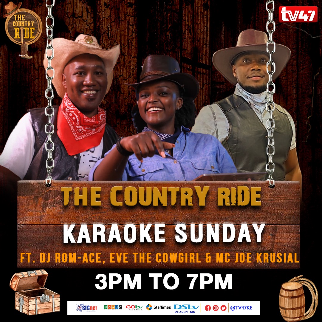 Joe Karanja (@kjoekaranj) on Twitter photo Best Sunday Plot after Church. Tune in on @tv47ke for the best country music show @Tv47R from 4 p.m till 7p.m...and yes if you believe you got great vocals Leo ni siku yako because it's KARAOKE SUNDAY
Get ready to Ride my people <a href="/NancieFlo2/">NancieFlo</a> <a href="/DjRomAce/">Dj Rom-Aceโข</a> <a href="/DedanSimon/">Simon Dedan</a> Best Sunday Plot after Church. Tune in on @tv47ke for the best country music show @Tv47R from 4 p.m till 7p.m...and yes if you believe you got great vocals Leo ni siku yako because it's KARAOKE SUNDAY
Get ready to Ride my people <a href="/NancieFlo2/">NancieFlo</a> <a href="/DjRomAce/">Dj Rom-Aceโข</a> <a href="/DedanSimon/">Simon Dedan</a>