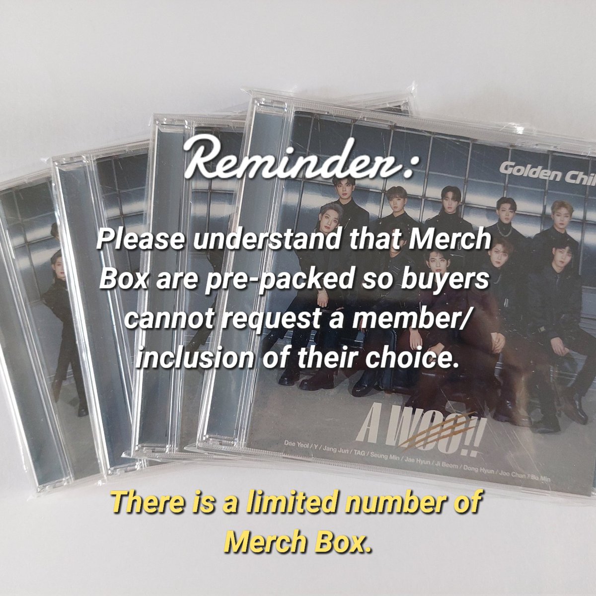 12.12 SALE ✨️🍀☃️🎄

GOLDEN CHILD MERCH BOX
— looking for a gift to give your fellow Goldenness friend or yourself this Christmas? This could be your solution 🎁

🎀 Limited stocks per box !
💌 DM if you're interested 
🏷 wts lfb golcha ph