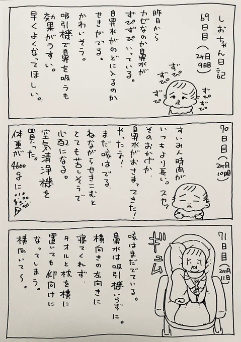 生後2ヶ月ごろから子供の日記をつけている。これは7月ごろの日記。毎日変化があるから描くことがつきません。 