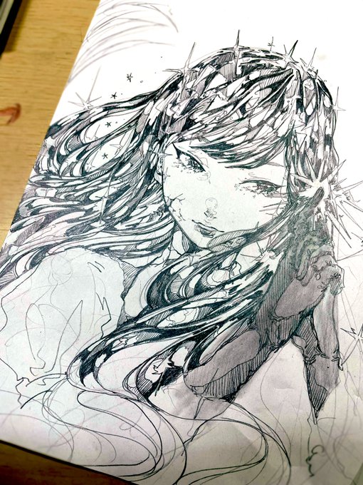 ラピスラズリの雫を集めたフローライトに閉じこめる。」原画イラスト