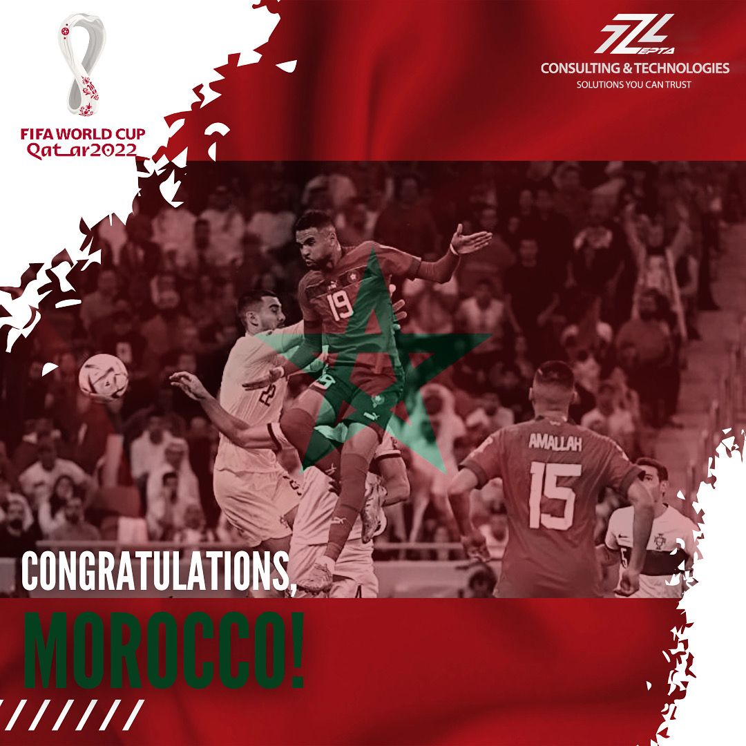 ZeptaConsTech's tweet photo. ZEPTA Consulting & Technologies congratulates Morocco football team for their win against Portugal.
Wishing them good luck as they make the final push!
#fifa #fifaworldcup2022 #football #morocco #semifinal #sports #fifafootballawards #footballgames #zepta #solutionsyoucantrust https://t.co/LiN2DVhywZ