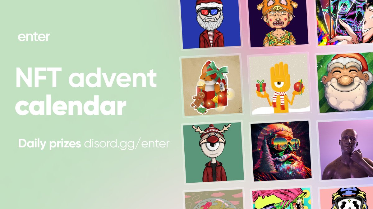 Sumi55082650's tweet photo. Dont miss out on the #NFT advent calender from #enterecosystem ✨

Join our discord https://t.co/7X42fWGtvj, head over to nft giveaway channel and click participate to enter.

Participate every day and get the chance to win multiple NFTs 🥳🥳

#Giveaway #winNFTs #NFTART #enternft https://t.co/zYNmkbJioa