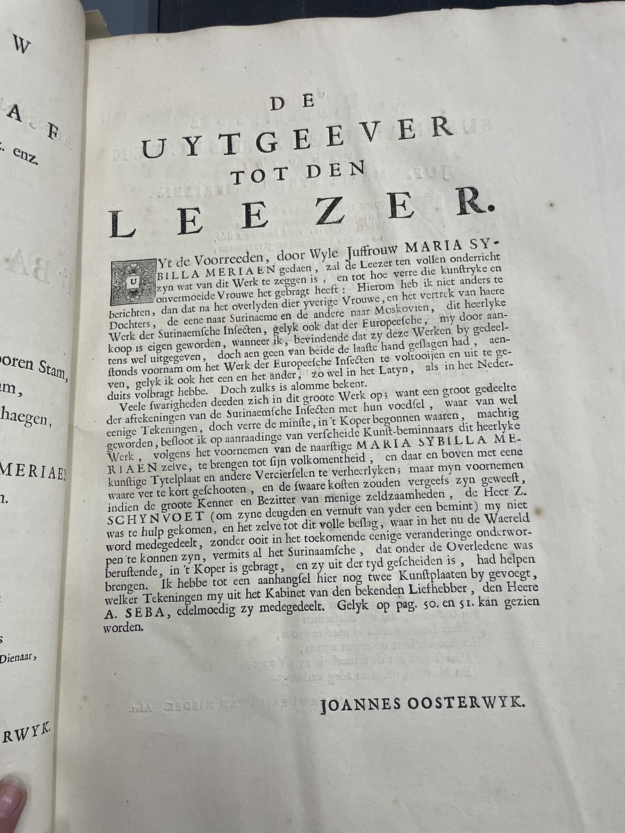 flygirlNHM's tweet photo. #Macleay was primarily a Lepidopterist and owned many publications on them, one of which was #MariaSibyllaMerian’s ground breaking books #Insects of #Suriname

(This one was published posthumously, with notes &amp; further plates added by her daughter Joannes) 🧵pt4 https://t.co/LQxHXWPTB1