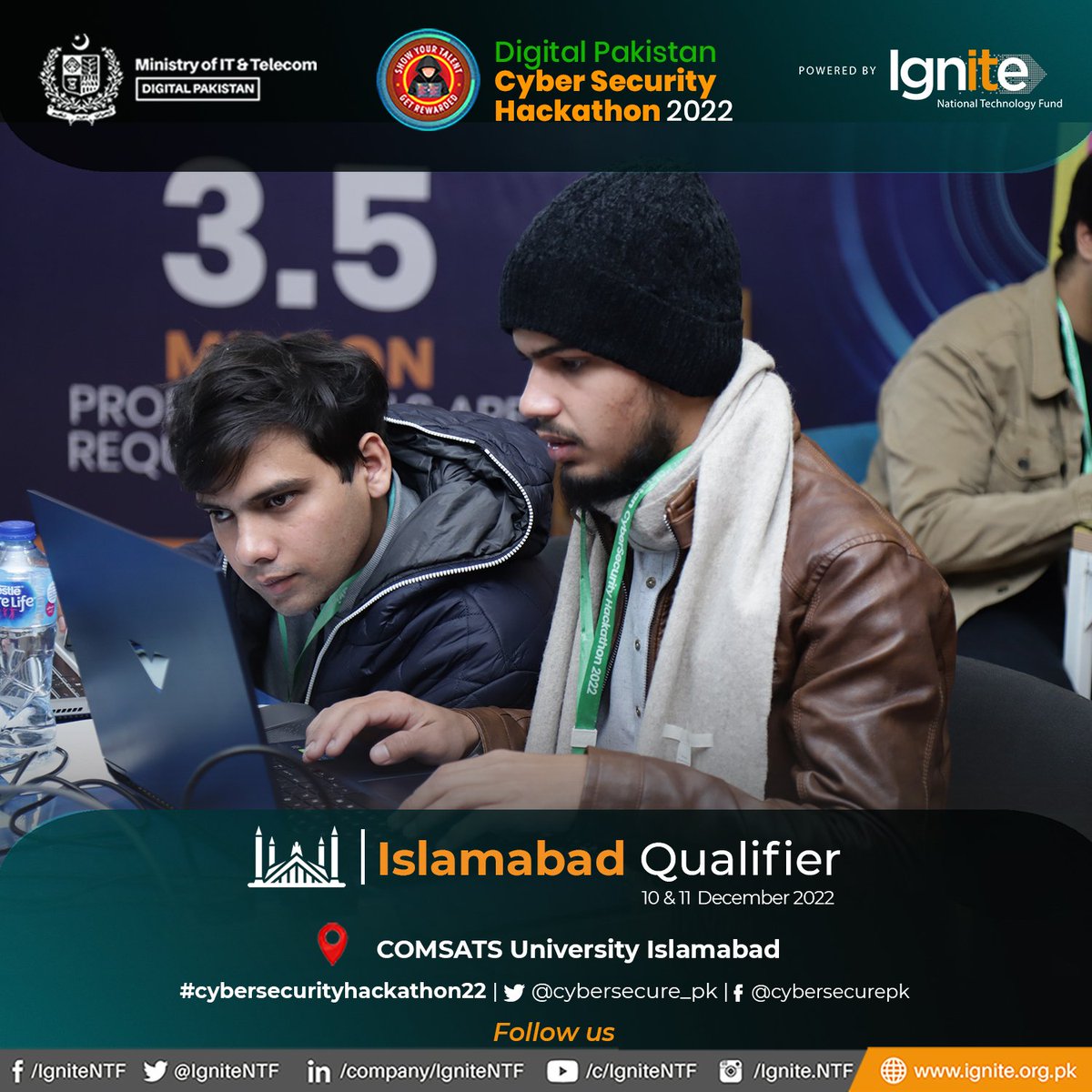 cybersecure_pk's tweet photo. Participants competing at Day 2 - #Islamabad Qualifier of Digital Pakistan Cybersecurity Hackathon 2022 organized by @IgniteNTF - @MoitOfficial at @CIITIslamabad
#MoITT #Ignite #cybersecurityhackathon22 #CSH2022 #IgniteCSH2022 https://t.co/rz2Lh0NOd2