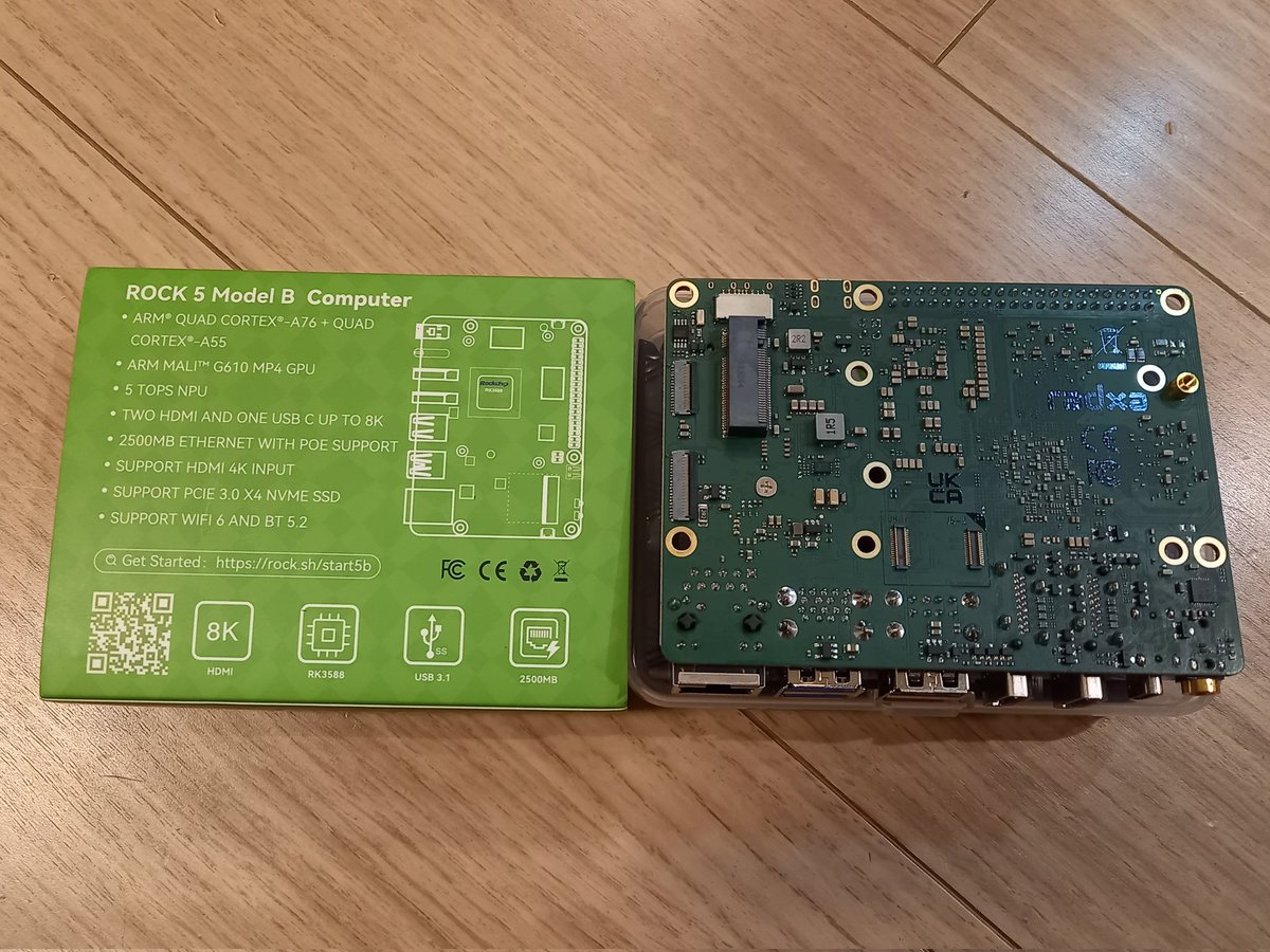 Radxa Rock 5B
16GB RAM❗
クーポン購入から約1年。やっと届いた。
その間に円安でリーズナブルと言えなくなってしまった。関税も取られたし。