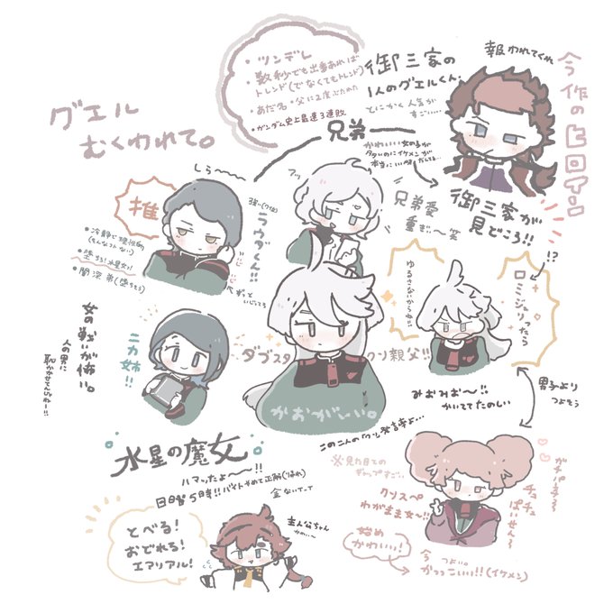 #水星の魔女
もう好きすぎて描きまくってた..グエル報われてくれ~~..言葉でない 