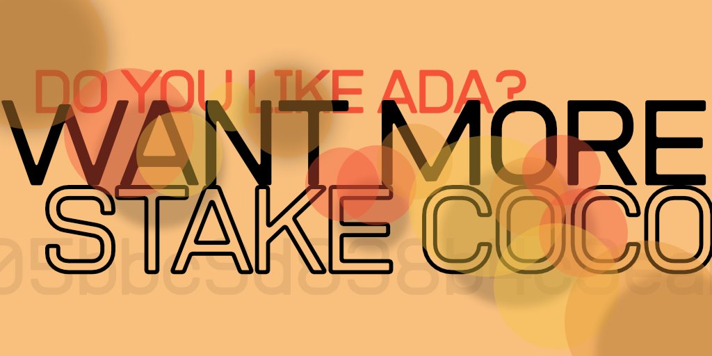 Do you like ADA? Want more ADA? Then all you gotta do is STAKE your ADA with COCO. Its really that easy. Thats all you gotta do. Stake it and youll make it.#cardano #ada #CardanoCommunity #SPO #CardanoADA #smallpools