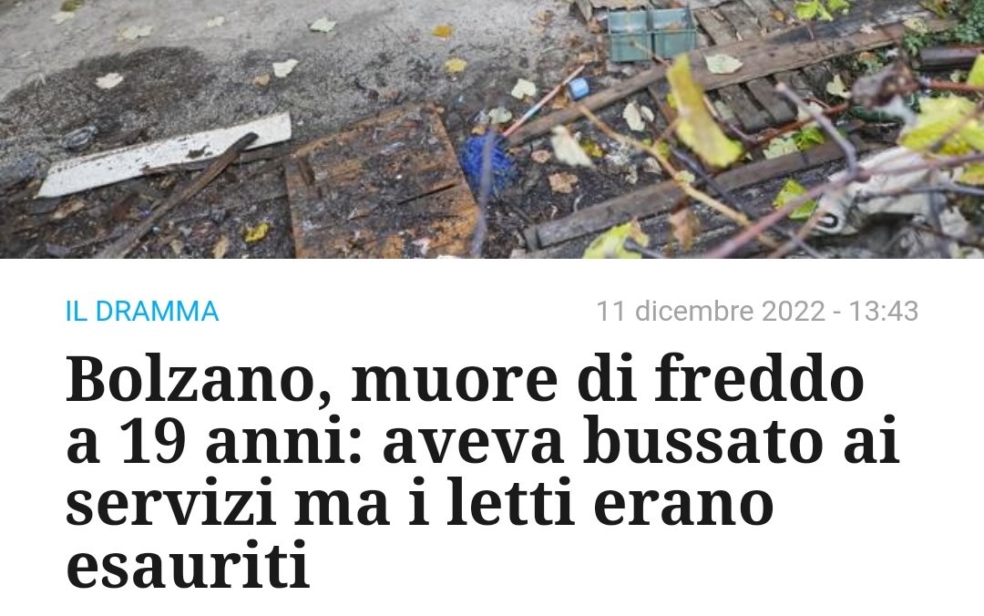 PossibileIt's tweet photo. Non è morto di freddo. È morto di mancanza di assistenza. https://t.co/KVm8v0SALV