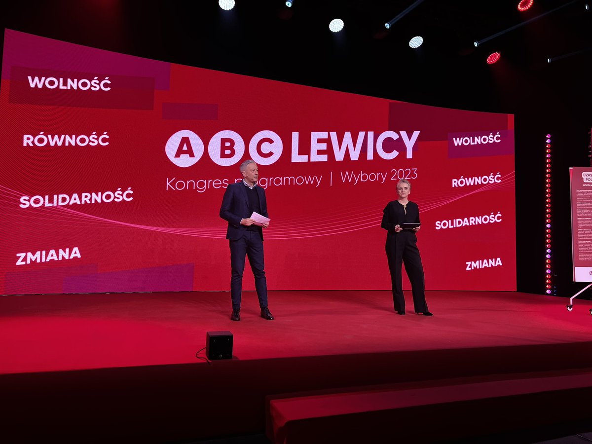 KGawkowski's tweet photo. Wolność, przyszłość, demokracja! Polska jest domem wszystkich! 
@RobertBiedron i @JoankaSW na Kongresie Programowym @__Lewica!
#ABCLewicy https://t.co/3Nx4lfRvLh