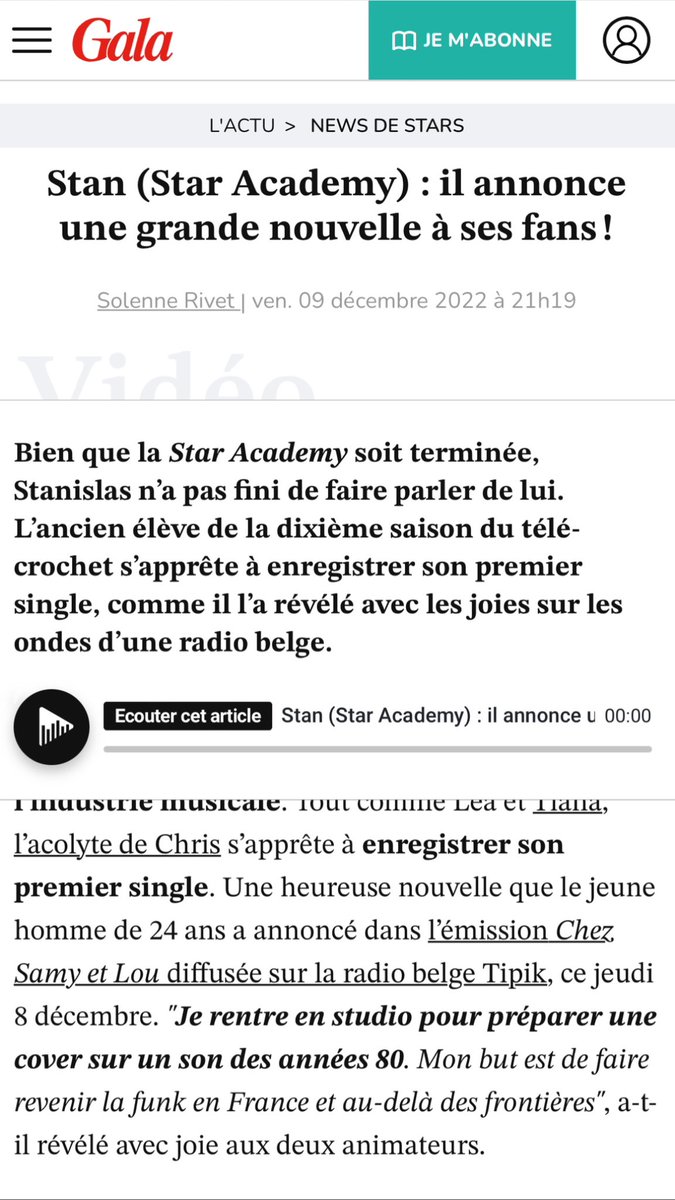 samy_tipik's tweet photo. Merci à @GALAfr @TeleLoisirs @voici @purepeople pour la reprise de notre interview de Stan de la #StarAcademy2022 sur @tipikrtbf 😊 #StarAcademy https://t.co/4BSW3ehEQN