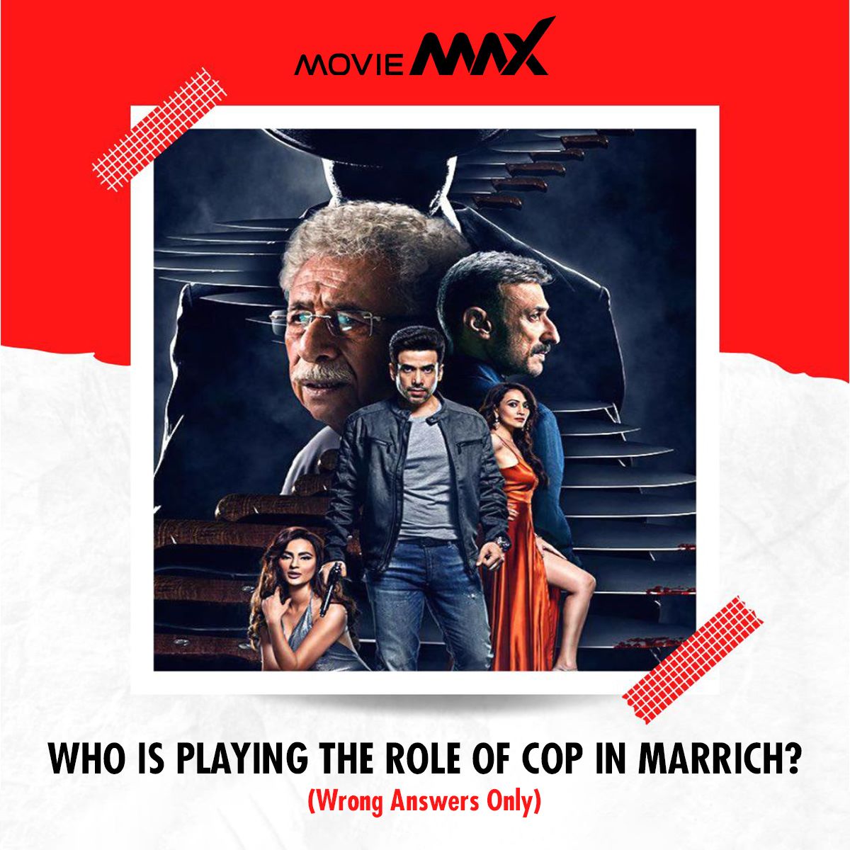 moviemaxoffl's tweet photo. WRONG ANSWERS ONLY! 🔔
Can you guess who's playing the role of cop in Maarrich? 🤔
#Maarrich is now playing at #MovieMax.
@tusshark89 @nh_studioz @AmaalMallik @kumartaurani @anitahasnandani @Dipannitasharma @IamSeeratKapoor @SunidhiChauhan5
#CatchTheEvil
#MovieMaxOfficial https://t.co/paxw3NxNYm